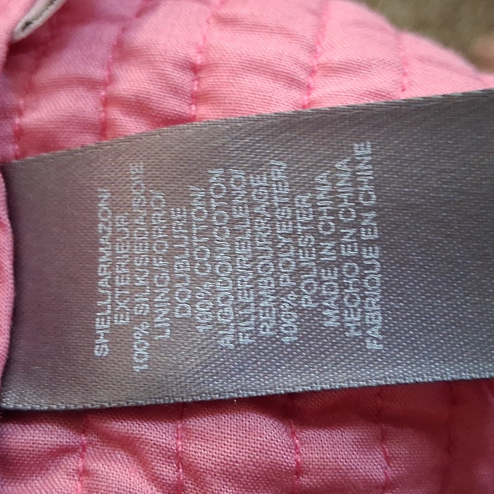Sigrid Olsen 100% Silk Cream Coral Batik Lightweight Quilted Jacket Size Large - Picture 7 of 8
